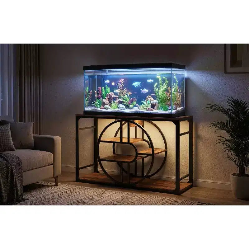 Mobile per Acquario in Metallo da 208-284 Litri, Supporto per Acquario Resistente con Armadietto, Mobile per Acquario a Più Livelli con Gambe Rinforzate, Adatto