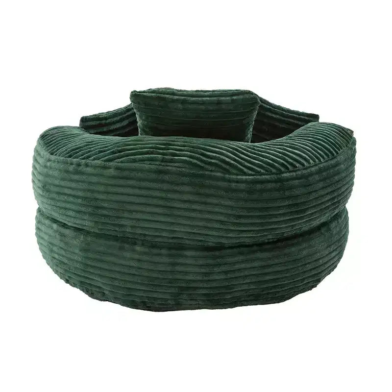 Pouf Divano per Adulti e Bambini, Poltrona Sacco Oversize in Corduroy con 3 Cuscini e Braccioli per Soggiorno e Camera da Letto