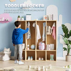 Armadietto a 4 scomparti marrone/bianco con 8 ganci, per bambini