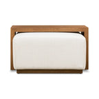 Poly & Bark Pouf Jarmo con Tavolino Regolabile in Noce - Vera Pelle Italiana Pieno Fiore