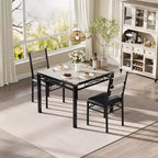 Set tavolo da pranzo per 4 persone, con 4 sedie imbottite, set tavolo da pranzo da 5 pezzi in legno con protezione angolare per cucina, appartamento, piccoli spazi