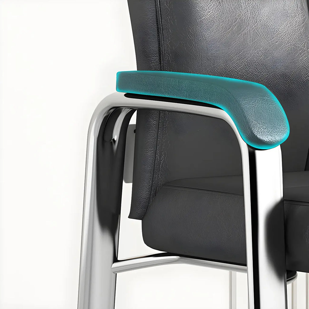 Sedia da ufficio HomeyFad moderna in pelle e metallo a 4 gambe con braccioli