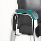 Sedia da ufficio HomeyFad moderna in pelle e metallo a 4 gambe con braccioli