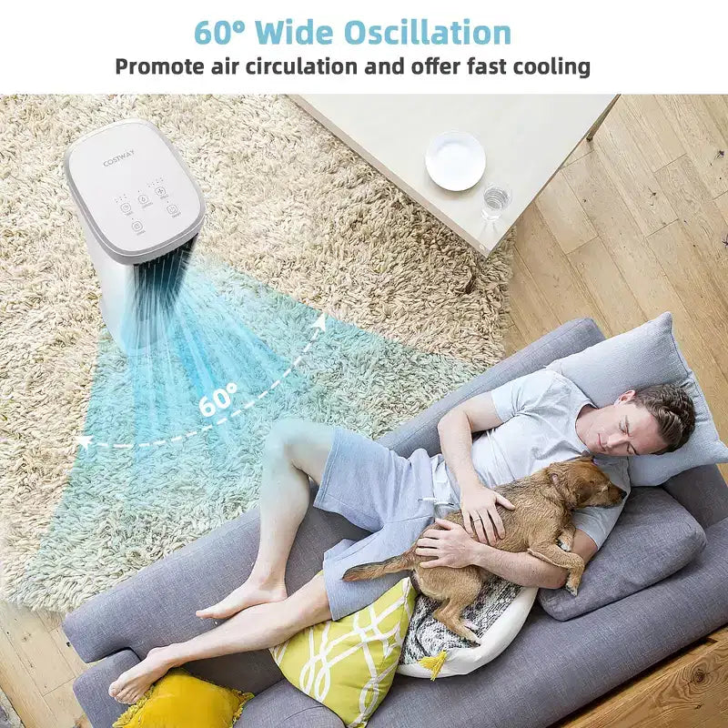 Costway Raffrescatore Evaporativo Portatile 3-In-1 Ventilatore a Torre Senza Pale da 40'' con Timer