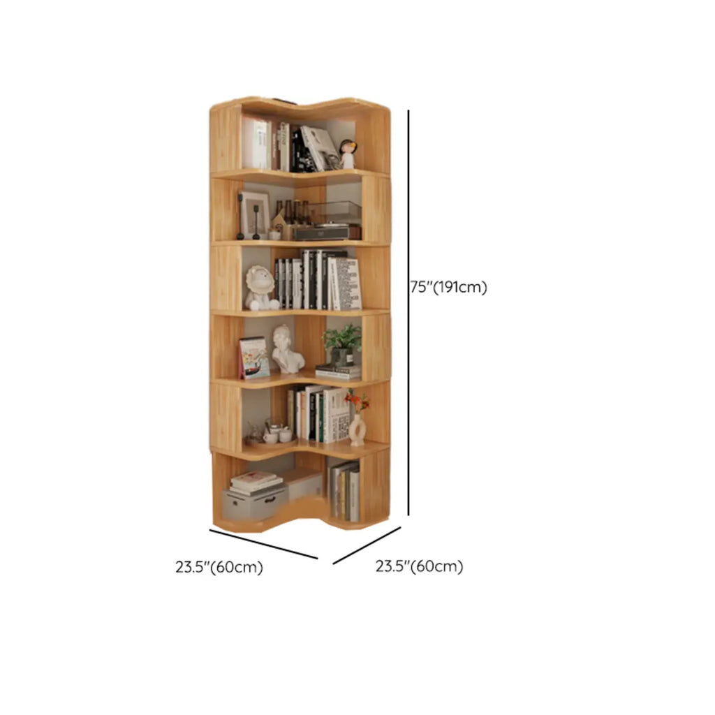 Libreria a giorno verticale a L in legno finitura naturale