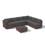 Divano sezionale da esterno imbottito in vimini/acciaio a 7 pezzi