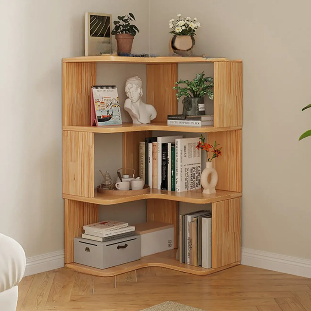 Libreria a giorno verticale a L in legno finitura naturale