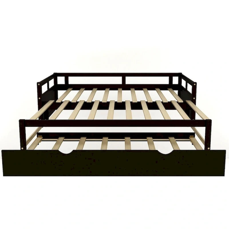 Letto a giorno estensibile con letto estraibile, Letto a giorno in legno con letto estraibile