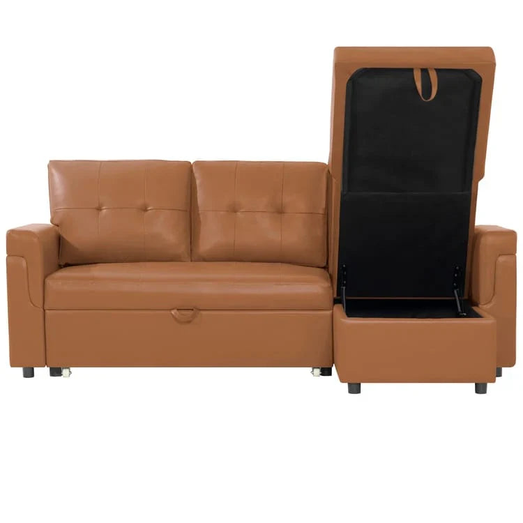 Divano sezionale reversibile con letto estraibile, chaise longue con contenitore nascosto, gambe durevoli,