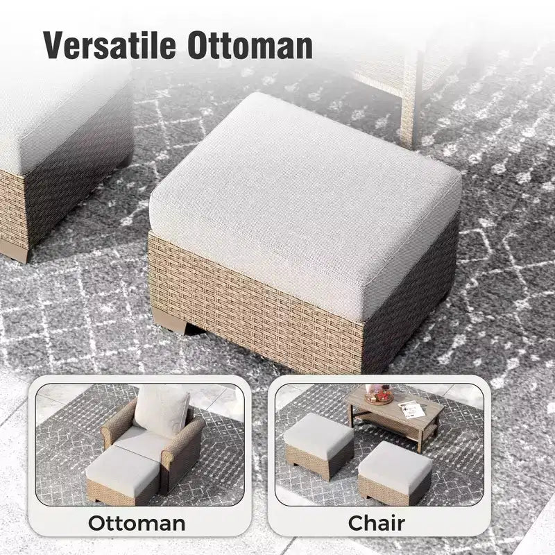 Captiva Designs Set Divano da Giardino di Lusso in Rattan a 6 Pezzi con Braccioli Curvi e Cuscini