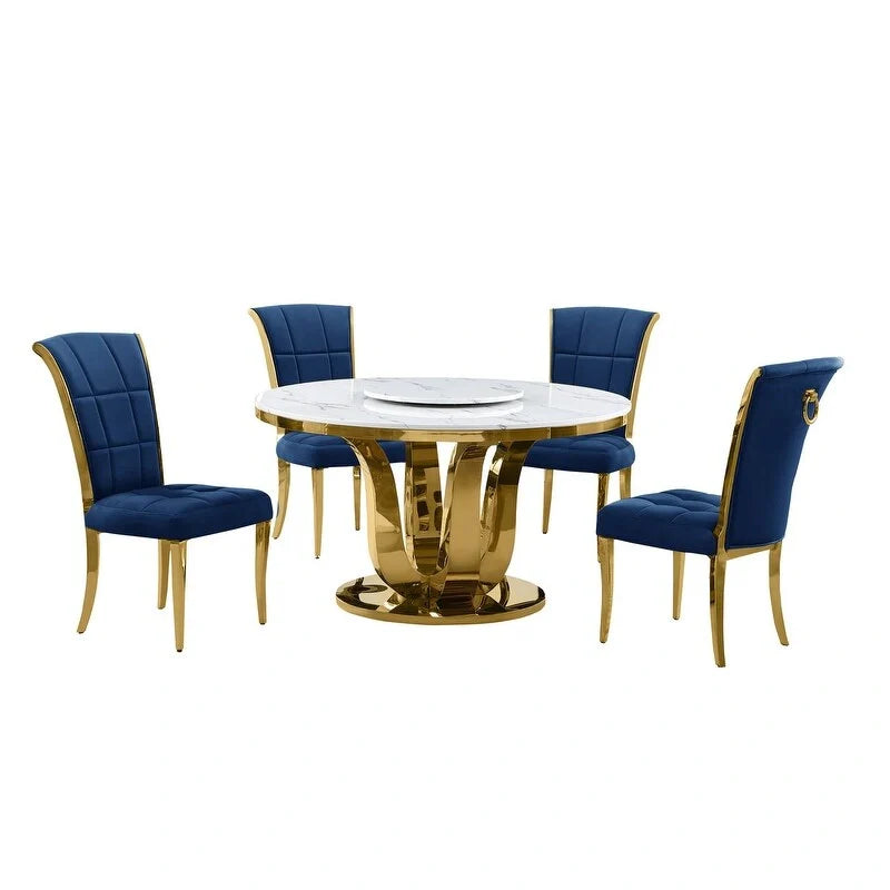 Best Quality Furniture D325-SC324-7 Set da pranzo rotondo 5 pezzi