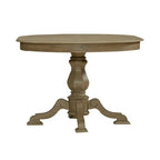 Table à dîner ronde sur pied Magnolia Manor avec rallonges escamotables - 2 finitions