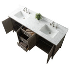 Mobile lavabo doppio Vanity Art 72 per bagno, con top in marmo tecnico