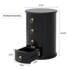 Tavolino finale in legno massiccio, senza montaggio, con cassetti laterali rotondi, stile vintage