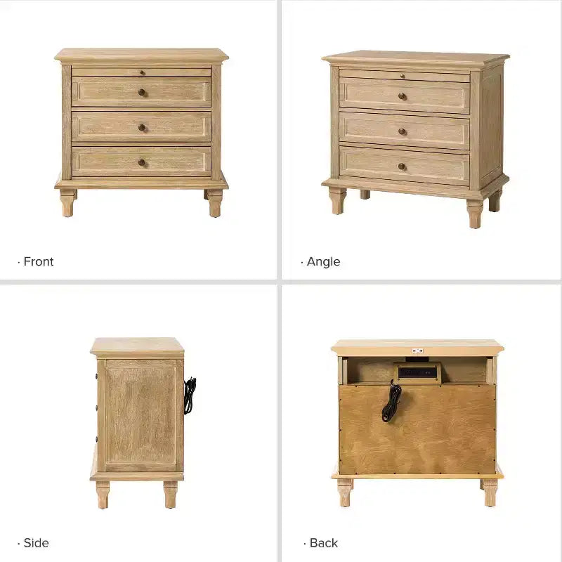 Giorgio 3 - Tavolino con cassetti e prese integrate Set di 2|HULALA HOME