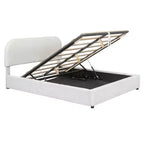 Letto matrimoniale imbottito con contenitore sollevabile - Bianco
