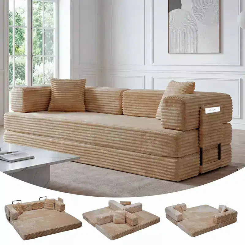 80,7 Divano letto trasformabile 5 in 1 – Velluto a coste, 544 kg, Nessun assemblaggio