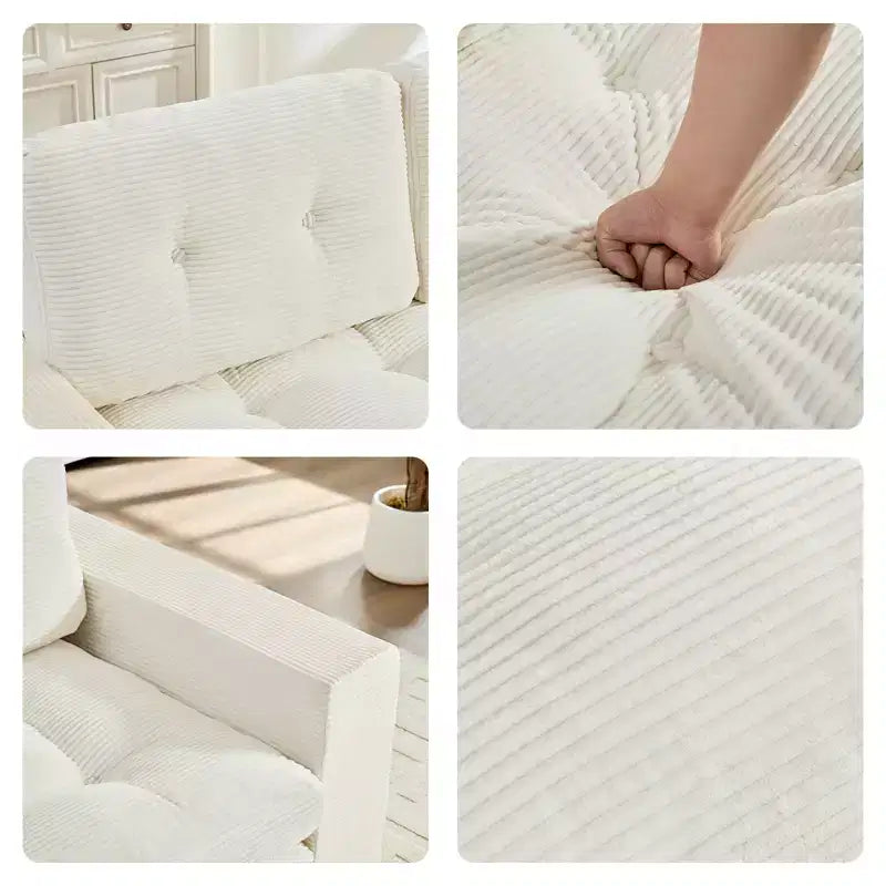 Mjkone Divano Letto Futon Convertibile 2-in-1 da 180 cm, in Tessuto a Coste, Pieghevole con Bottoni Trapuntati, Salvaspazio