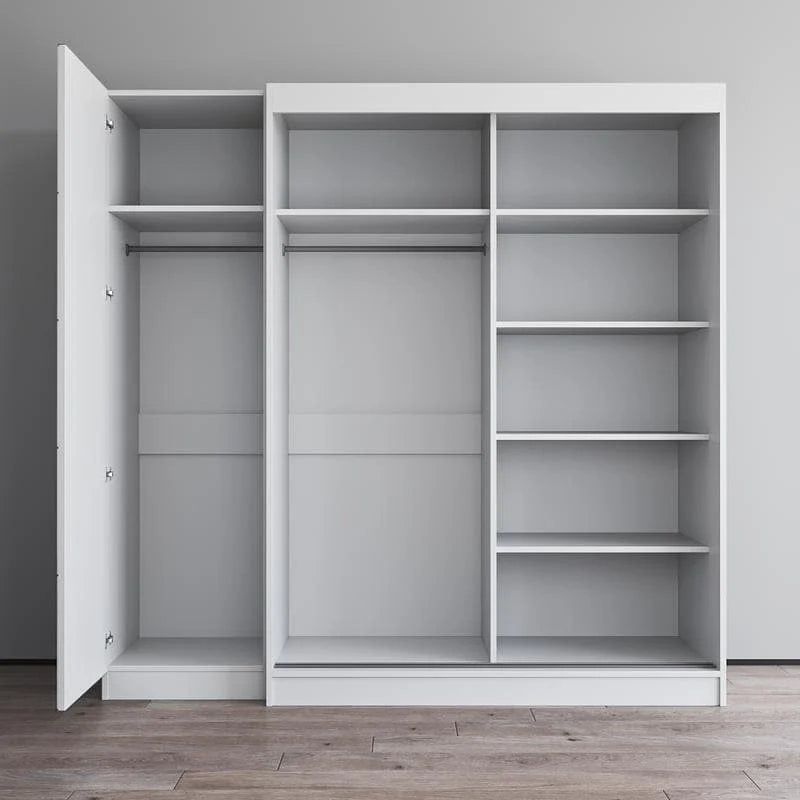 Armadio a 2 ante con specchio, frontale in vetro, 2 persone (grigio / nero / bianco)