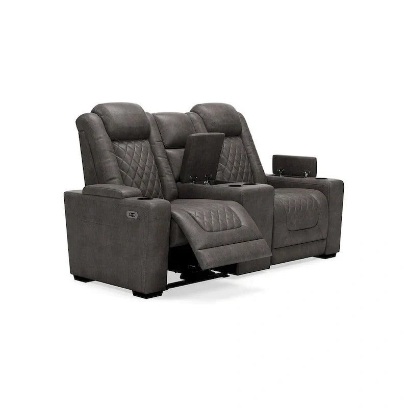 Signature Design by Ashley HyllMont – Causeuse inclinable électrique grise avec console – 71,75 po L x 39 po P x 44 po H