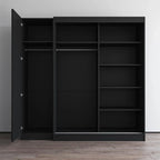Armadio a 2 ante con specchio, frontale in vetro, 2 persone (grigio / nero / bianco)