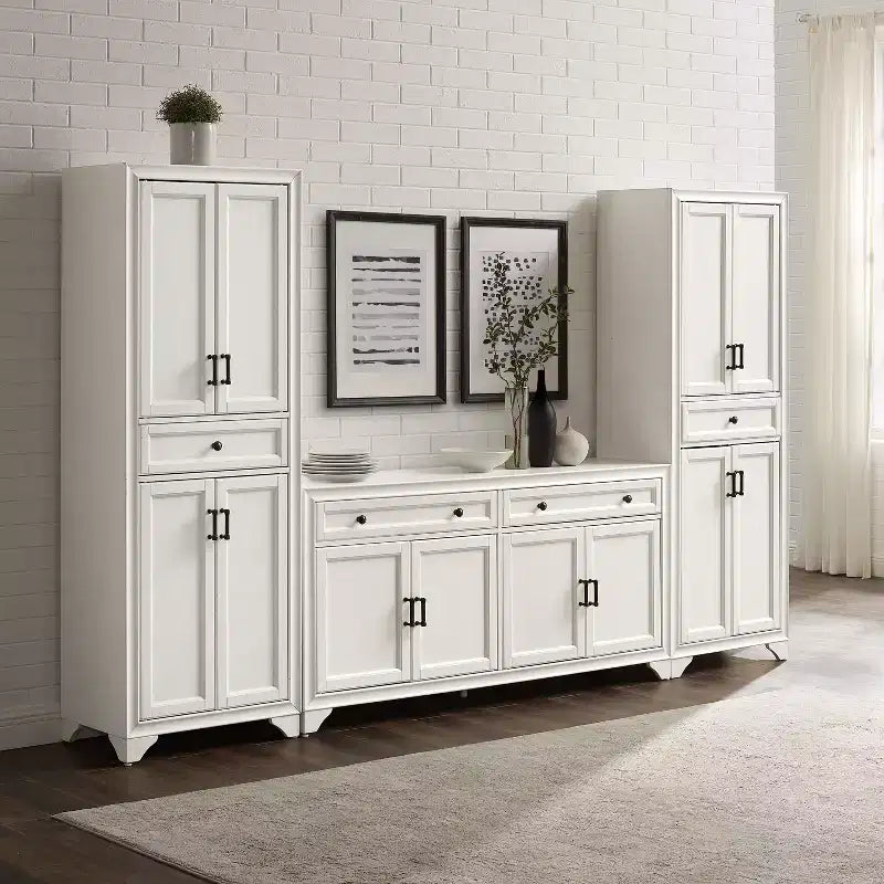 Set di dispensa e credenza Tara 3 pezzi, effetto invecchiato - Crosley
