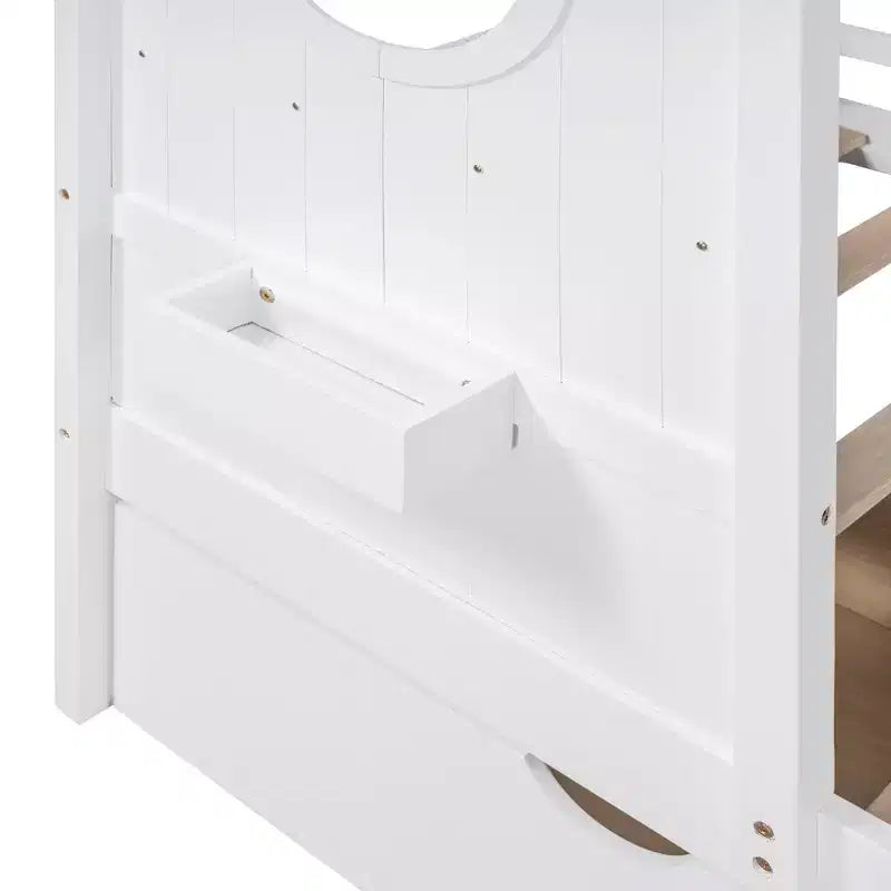 Letto in legno a forma di casa Twin/Full Size con 2 cassetti, letto per bambini con scaffale portaoggetti - ModernLuxe