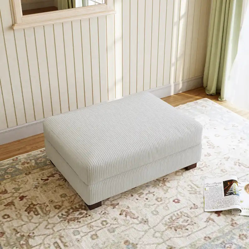Pouf Ottomano Accento Oversize in Velluto a Coste Moderno