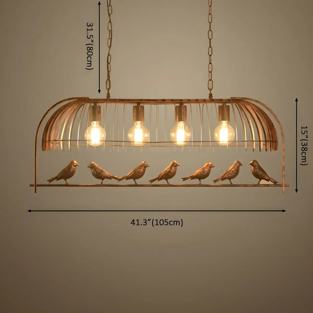 Lampadario da cucina a sospensione industriale in metallo a forma di gabbia per uccelli
