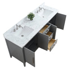 Mobile lavabo doppio Vanity Art 72 per bagno, con top in marmo tecnico