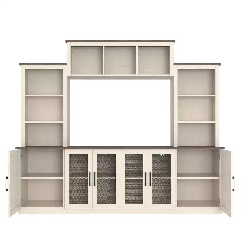 Mobile TV moderno per TV da 55 pollici con stazione di ricarica, console multimediale con grandi armadietti, centro di intrattenimento per soggiorno-Panipeachy