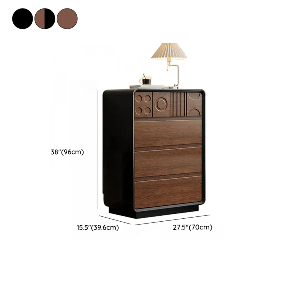 Comò in legno stile Art Déco con intagli geometrici