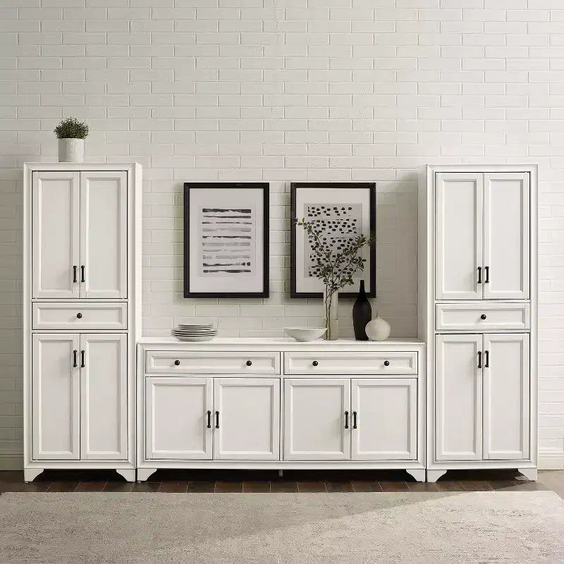 Set di dispensa e credenza Tara 3 pezzi, effetto invecchiato - Crosley