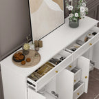 59.1'' Credenza Buffet Bianco Laccato Mid-Century Modern Contemporaneo
