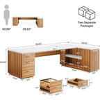 Scrivania direzionale a L Lantine 85,8, scrivania da computer da ufficio extra large con cassetti portadocumenti per l'home office