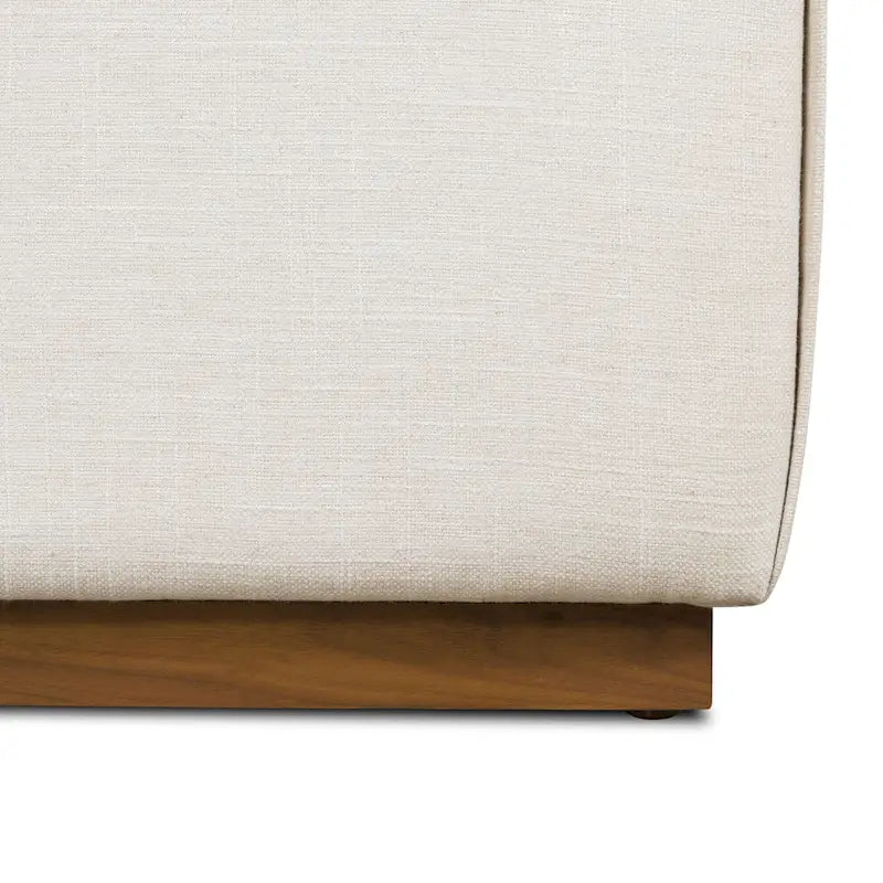 Poly & Bark Pouf Jarmo con Tavolino Regolabile in Noce - Vera Pelle Italiana Pieno Fiore