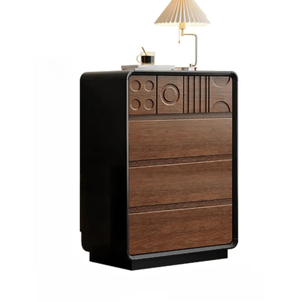 Comò in legno stile Art Déco con intagli geometrici