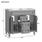 Mobile bagno moderno da 90 cm con lavabo integrato e specchiera, 2 ante e 2 cassetti