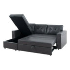 Divano componibile convertibile reversibile con letto estraibile, chaise longue con contenitore nascosto e gambe durevoli