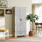 HOMCOM Dispensa da Cucina 183 cm con Ante a Scorrimento, Armadio da Cucina Salvaspazio con Ripiani Regolabili e Cassetto