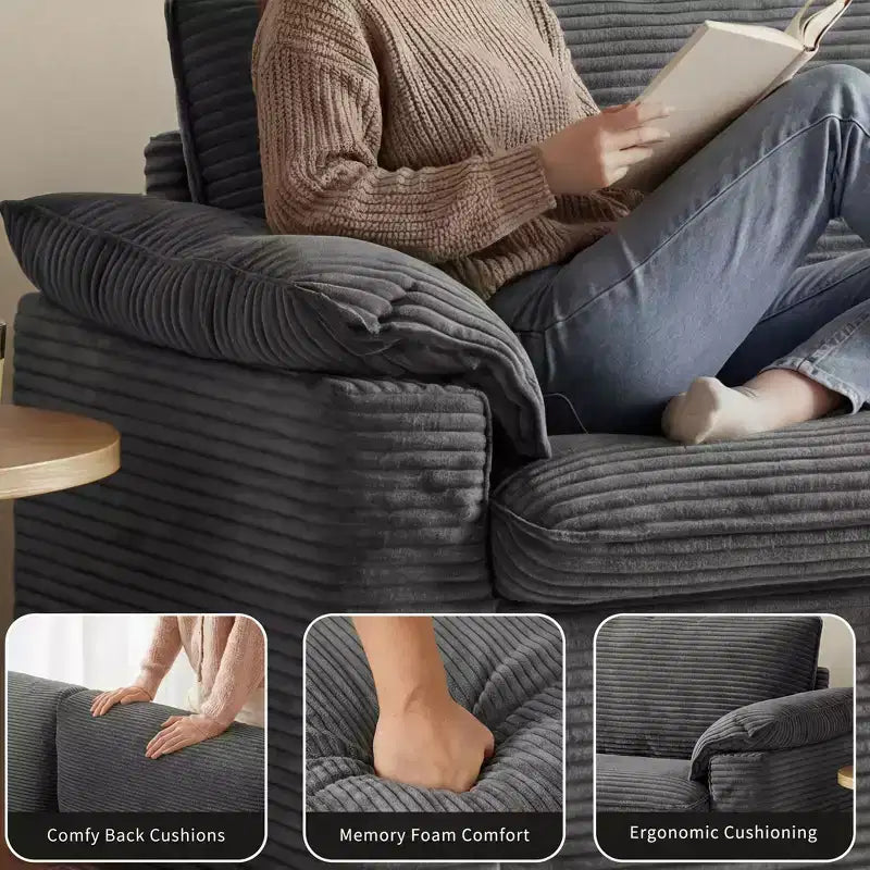 Dyonery 86 Divano a due posti Cloud, Seduta Profonda e Ampi Braccioli con Cuscini, Telaio Robusto, Design Ergonomico Traspirante