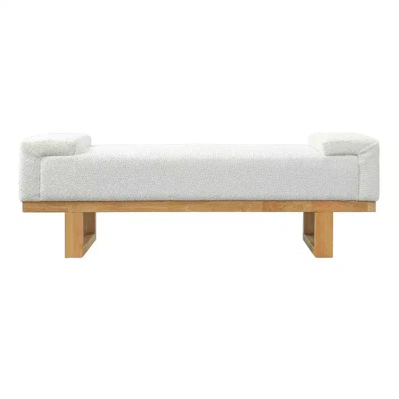 Panca imbottita in boucle Paulina Modern Rubberwood Christopher Knight Home