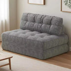Divano Letto Futon Pieghevole in Velluto a Coste, Sedia Convertibile da Terra con Cuscino e Supporto per la Schiena