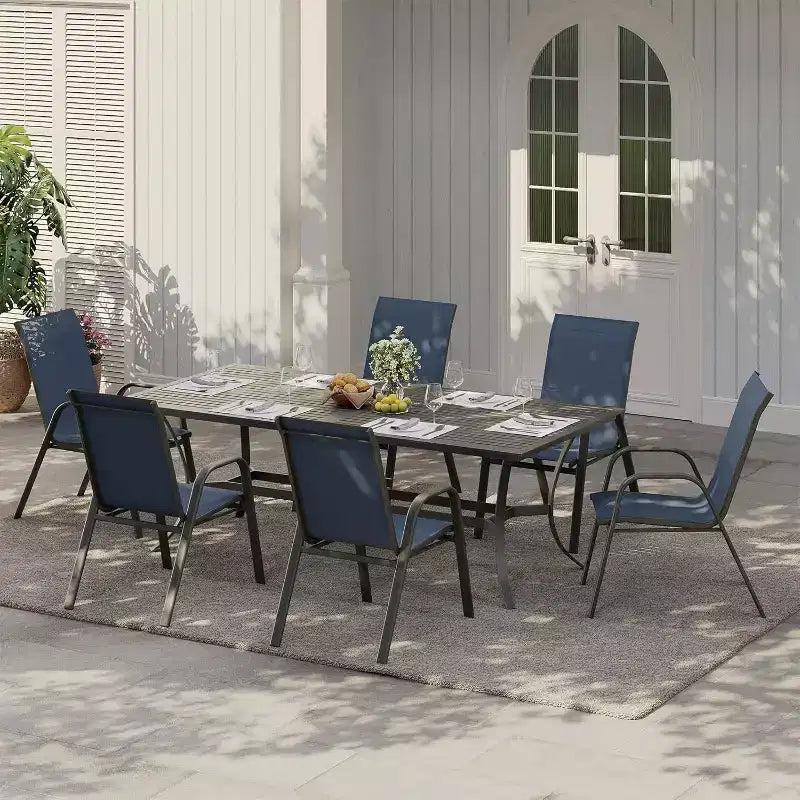Sedie da patio, Set di 4/6 sedie da pranzo impilabili per esterni in textilene leggero per tutte le stagioni con braccioli per cortile, bordo piscina