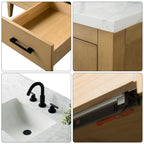 Mobile lavabo doppio Vanity Art 72 per bagno, con top in marmo tecnico