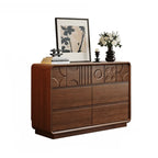 Comò in legno stile Art Déco con intagli geometrici