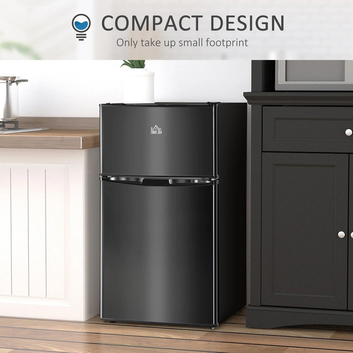 HOMCOM Mini Frigorifero a Doppia Porta con Congelatore, Frigo Compatto da 90 litri con Ripiano Regolabile, Termostato Regolabile