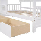 Letto in legno a forma di casa Twin/Full Size con 2 cassetti, letto per bambini con scaffale portaoggetti - ModernLuxe