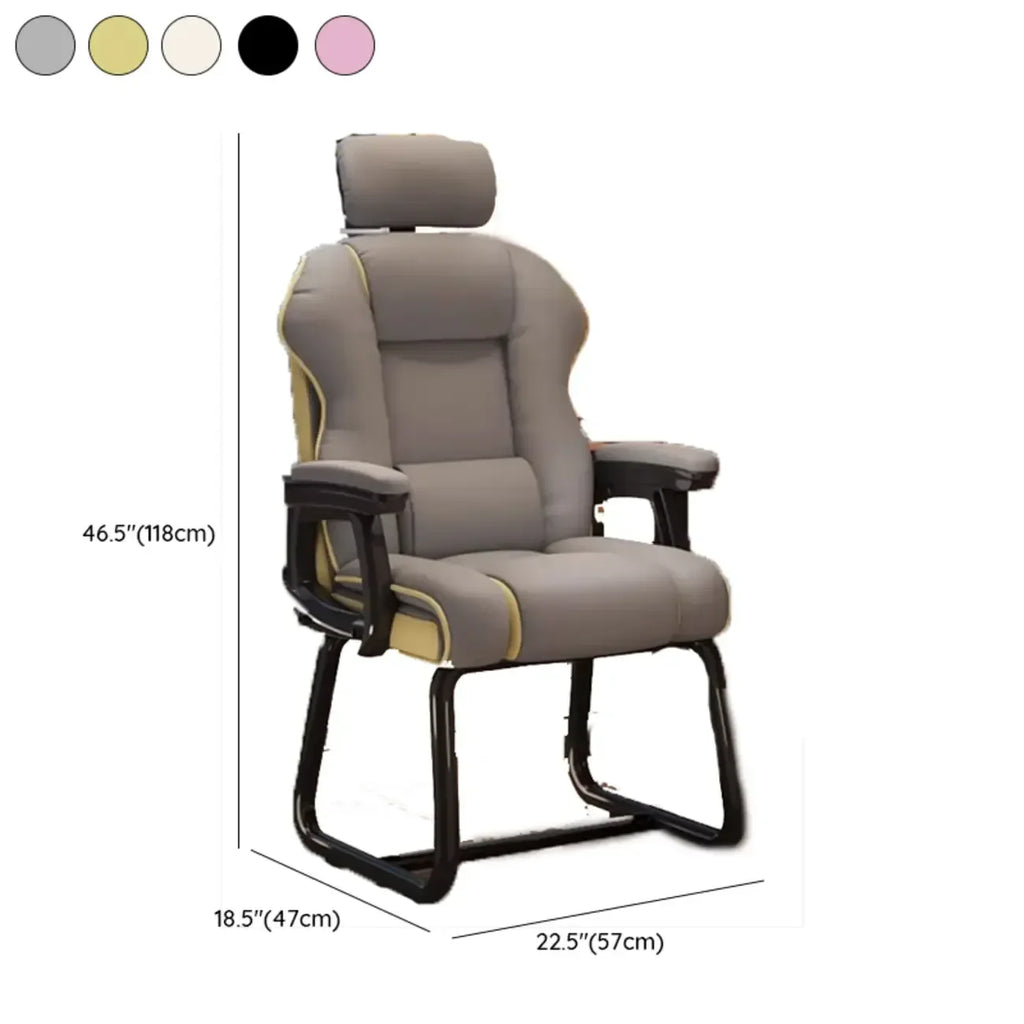 Sedia direzionale ergonomica in pelle gialla con schienale alto