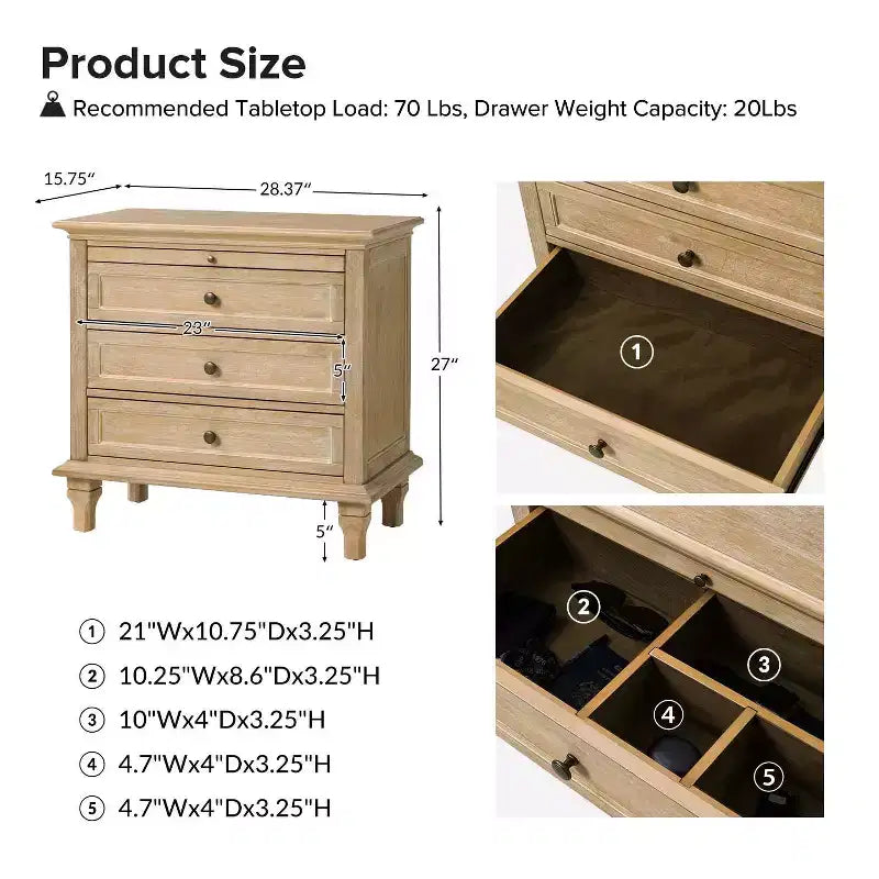 Giorgio 3 - Tavolino con cassetti e prese integrate Set di 2|HULALA HOME